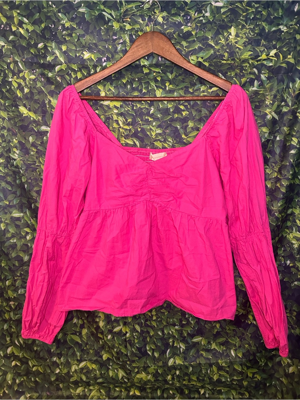Altar'd State Hot Pink Peasant Top with Long Sleeves